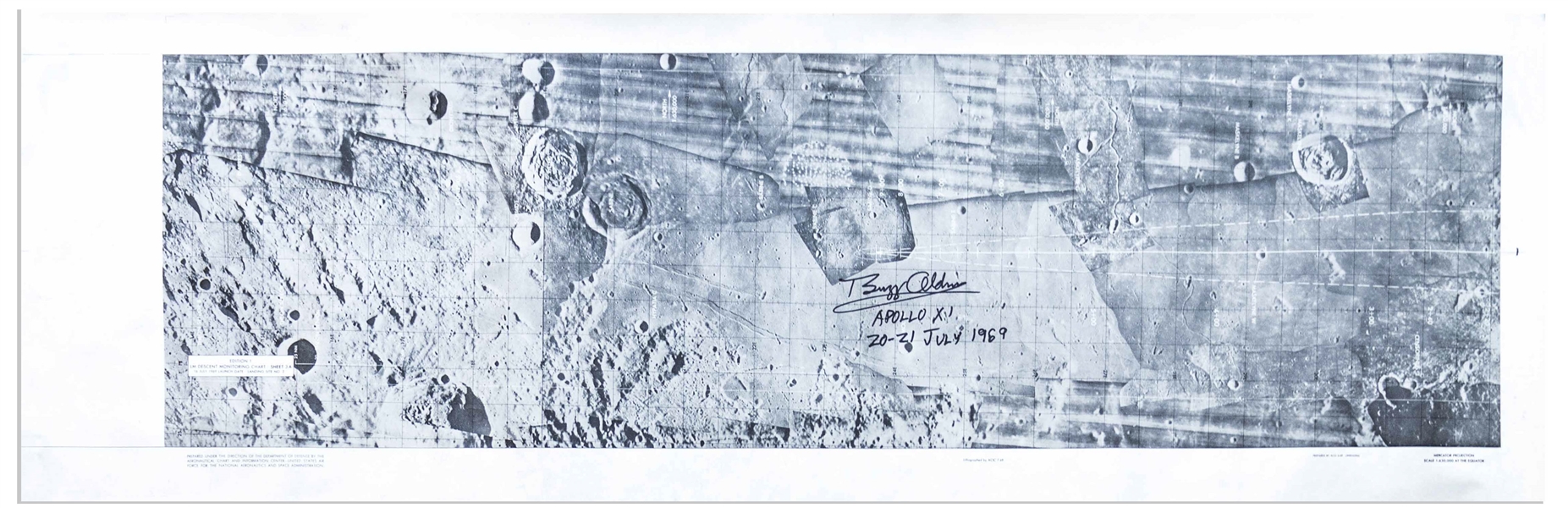 Buzz Aldrin Signed Lunar Module Descent Chart for Apollo 11